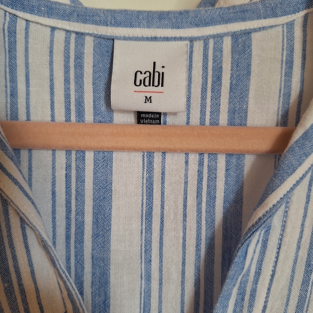 Cabi Pacific Blue And White Stripe Top Beach Coastal - Picture 5 of 5